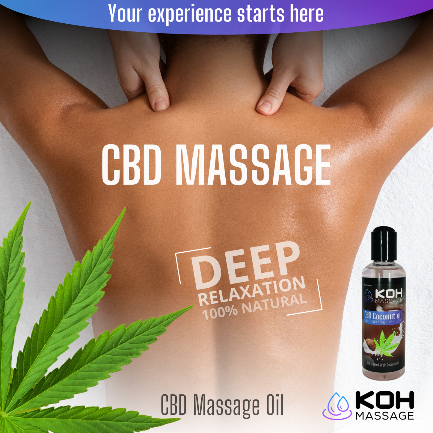 CBD massage oil 100ml – Coconut - CBD 1000mg Deep Relaxation