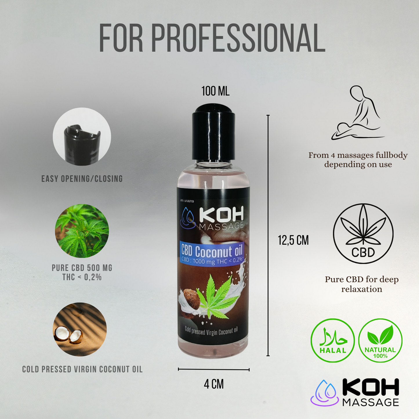 CBD massage oil 100ml – Coconut - CBD 500 mg > Sweet Relaxation