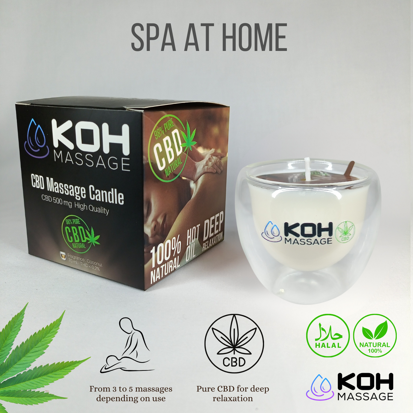 CBD massage Candle - เทียนนวด CBD - Hot Oil - 70 ml - CBD 500mg